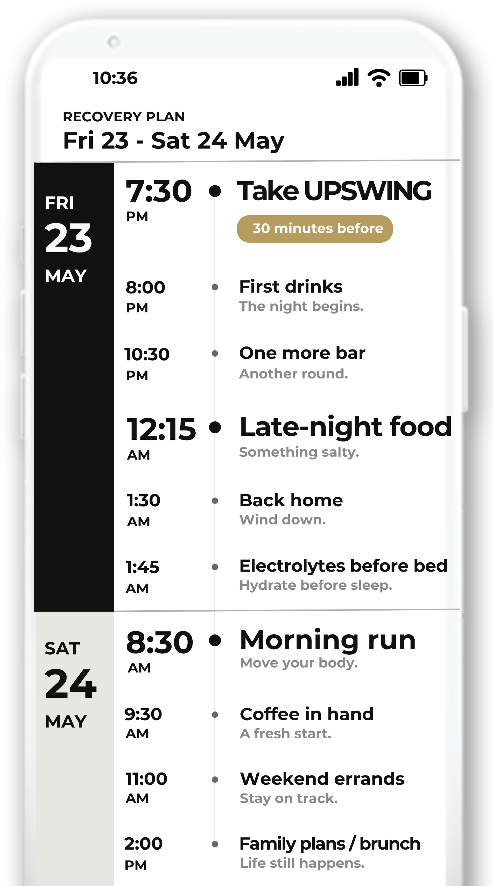 Recovery plan timeline